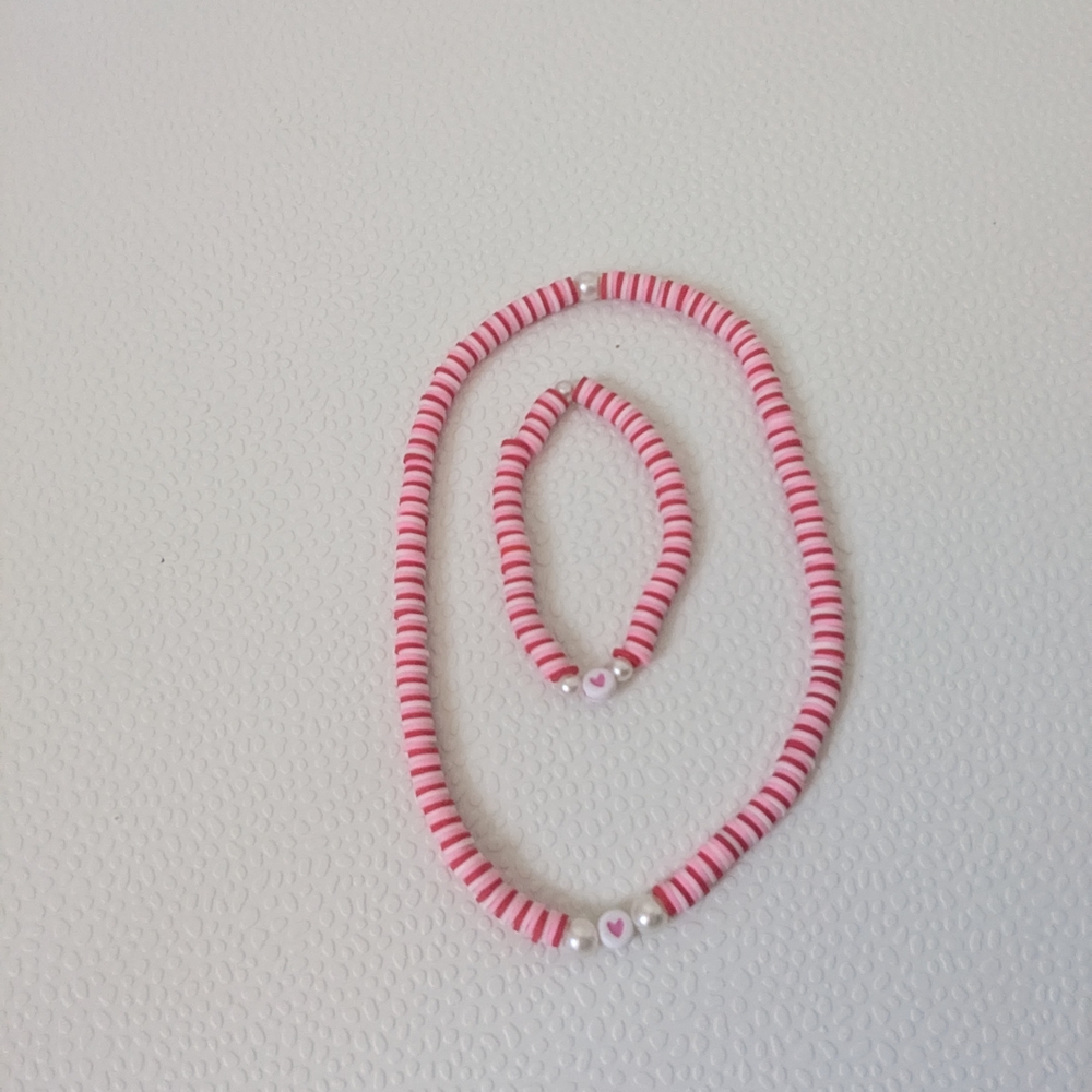 Heart Bracelet And Necklace Set